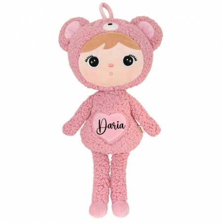 Papusa ursulet roz personalizata Jucarie personalizata cu nume Papusa de plus personalizata Cadou personalizat copii Ursulet roz cu nume [1]