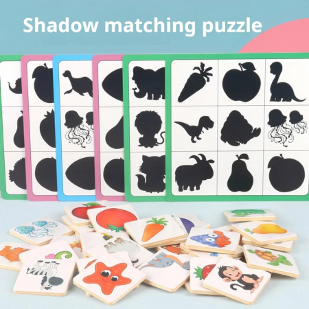 Puzzle Educativ de Potrivire a Formelor - Joc de Asociere Umbre si Imagini pentru Copii [1]