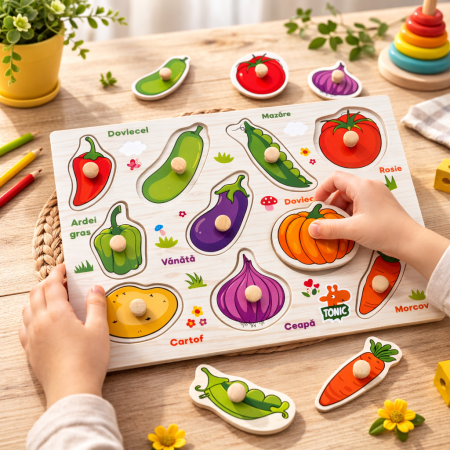 Puzzle - Puzzle legume din lemn 3+ ani