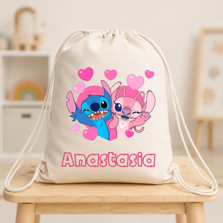 Rucsacuri si saculeti personalizati - Rucsac personalizat cu Stitch si Angela