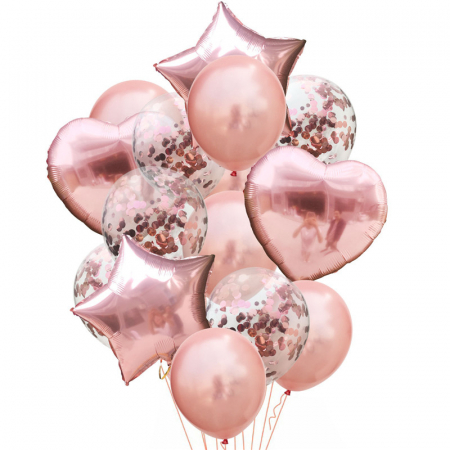 Seturi Baloane - Set 10 baloane confetti, rose gold