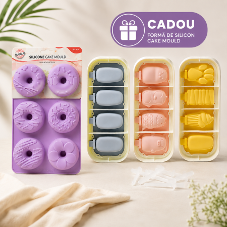 Accesorii - Set 3 Forme pentru Inghetata + Forma din Silicon Cadou