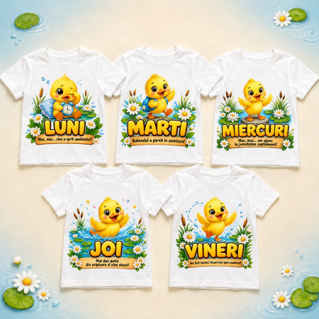 Set 5 tricouri copii pentru gradinita – Grupa Boboceilor, Luni-Vineri