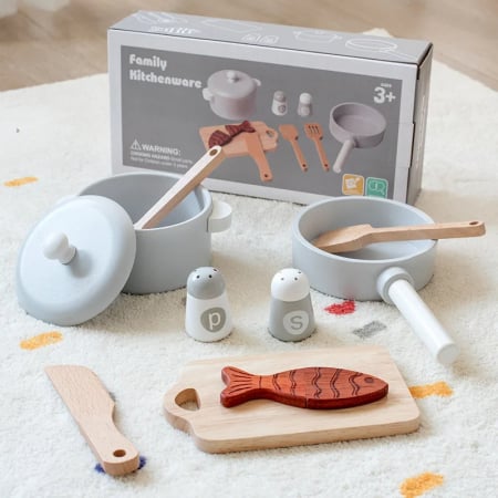Jucarii din lemn si Montessori - Set Accesorii de Jucarie pentru Bucatarie