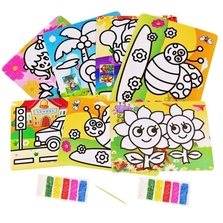 Varsta - Set Activitati Creative cu Nisip Colorat pentru Copii – 10 Planse, 9 Culori