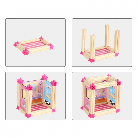 Set Constructie Casa Printeselor din Lemn - Castel cu 298 Piese [4]