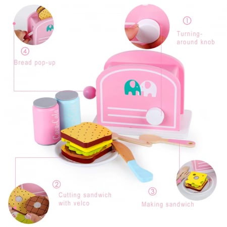 Set de Mic Dejun din Lemn cu Toaster pentru Copii [2]
