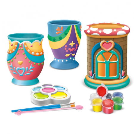 Jocuri Copii - Set de Pictura Ceramica pentru Copii - Atelierul Micilor Artisti, 9 Piese, 3+ Ani