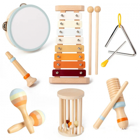 Jucarii din lemn si Montessori - Set Instrumente Muzicale Montessori din Lemn