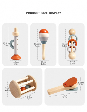 Set Jucarii Muzicale din Lemn pentru Bebelusi – 5 Piese Educative [5]