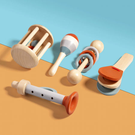 Set Jucarii Muzicale din Lemn pentru Bebelusi – 5 Piese Educative [1]