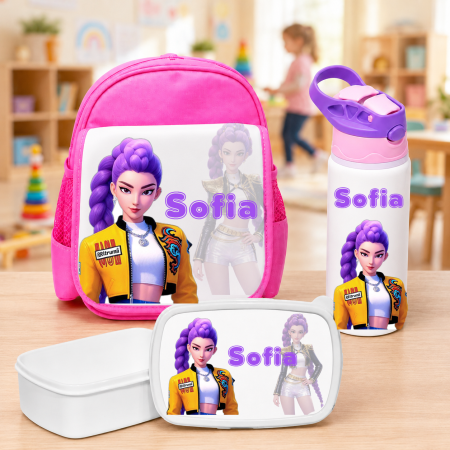 Ghiozdane personalizate - Set personalizat Gradinita/Scoala personalizat cu nume si Rumy