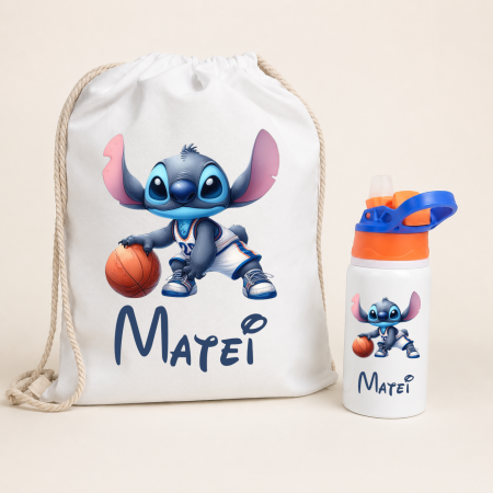 Ghiozdane personalizate - Set Personalizat pentru gradinita/cresa: rucsac si sticla cu pai