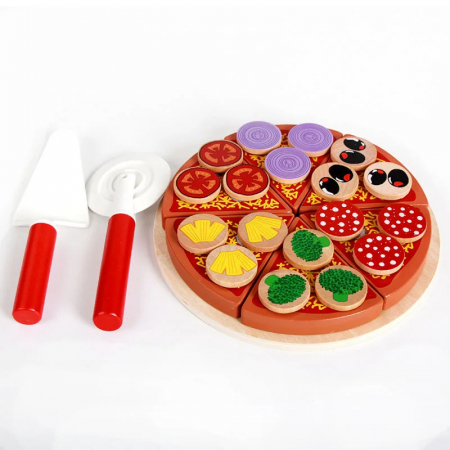 Jucarii 3 ani+ - Set Pizza din Lemn pentru Copii
