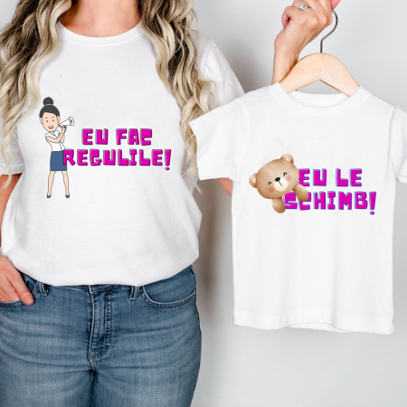 Tricouri personalizate - Set Tricouri Mama-Fiu „Eu Fac Regulile”
