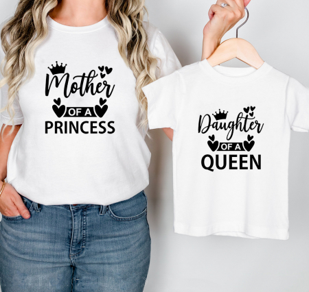 Tricouri personalizate - Set Tricouri Mama-Fiica Queen & Princess