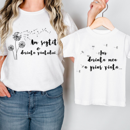 Tricouri personalizate - Set Tricouri Mama-Copil "Am soptit o dorinta"
