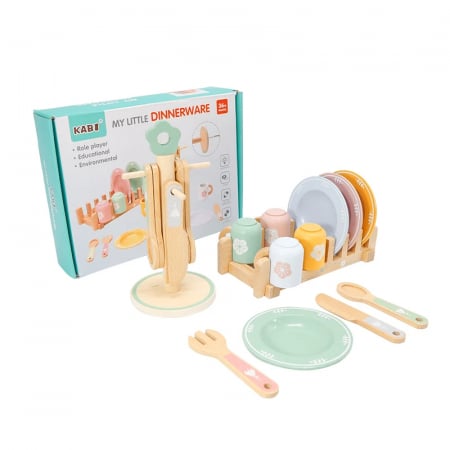 Jucarii din lemn si Montessori - Set Vesela de Jucarie din Lemn – Kaby