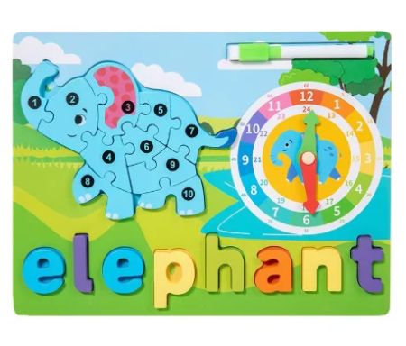 Tabla Educativa 3 in 1: Puzzle, Ceas si Litere pentru Copii