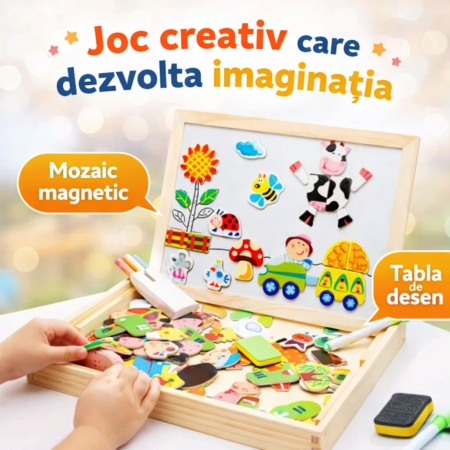 Puzzle - Tabla Magnetica Creativa din Lemn pentru Copii 3+