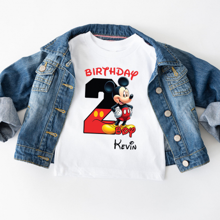 Tricouri personalizate - Tricou Copii Aniversar, Personalizat cu Cifra si Mickey Mouse