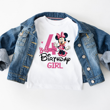 Tricouri personalizate - Tricou Copii Aniversar, Personalizat cu Cifra si Minnie Mouse