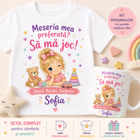 Seturi Promotionale - Set personalizat cu nume pentru Fetite – Cana + Tricou