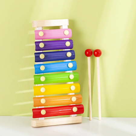 Xilofon Copii din Lemn - Instrument Muzical Educativ cu 8 Note Colorate [3]