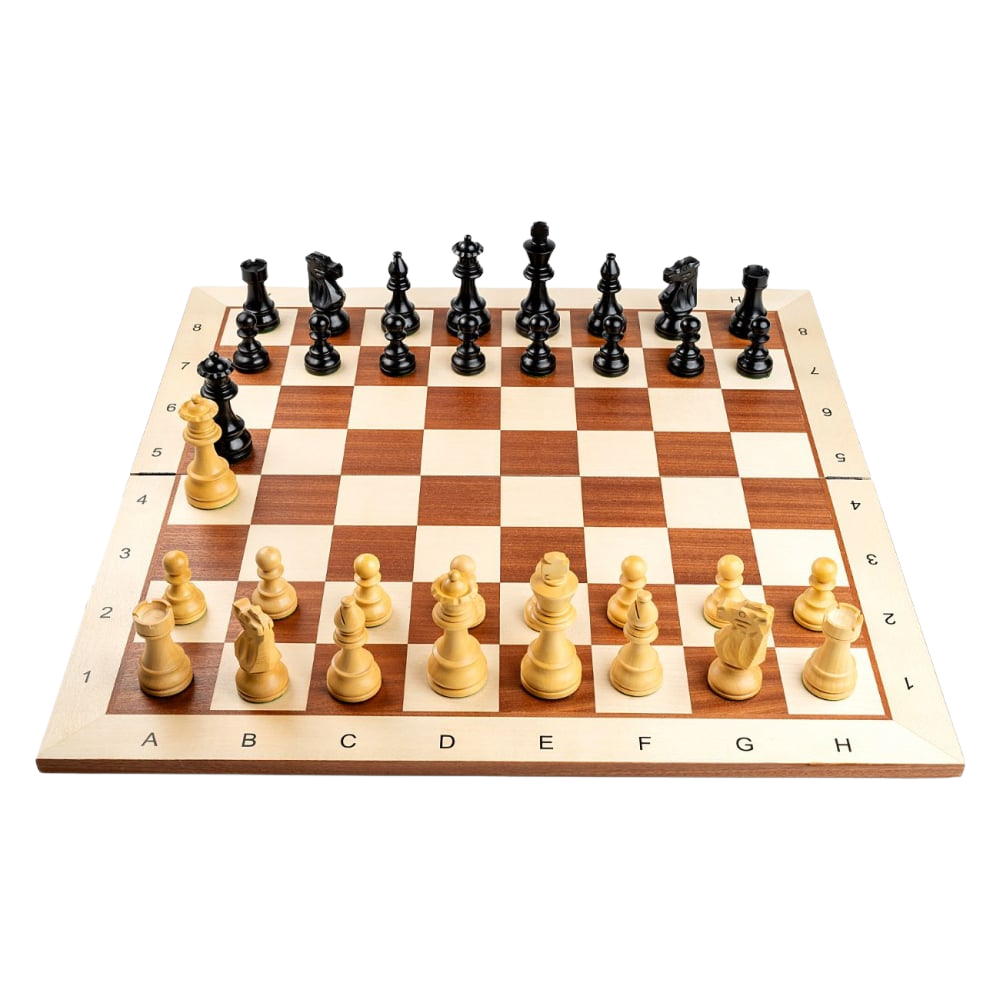 'French Ebonised' sakkfigurák, 6-os méretű félbehajható Juharfa táblával [1]