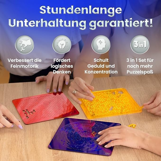 ESC WELT - 3 in 1 Puzzle fából készült felnőtteknek és gyerekeknek - Szabadtéri és utazási játék [2]