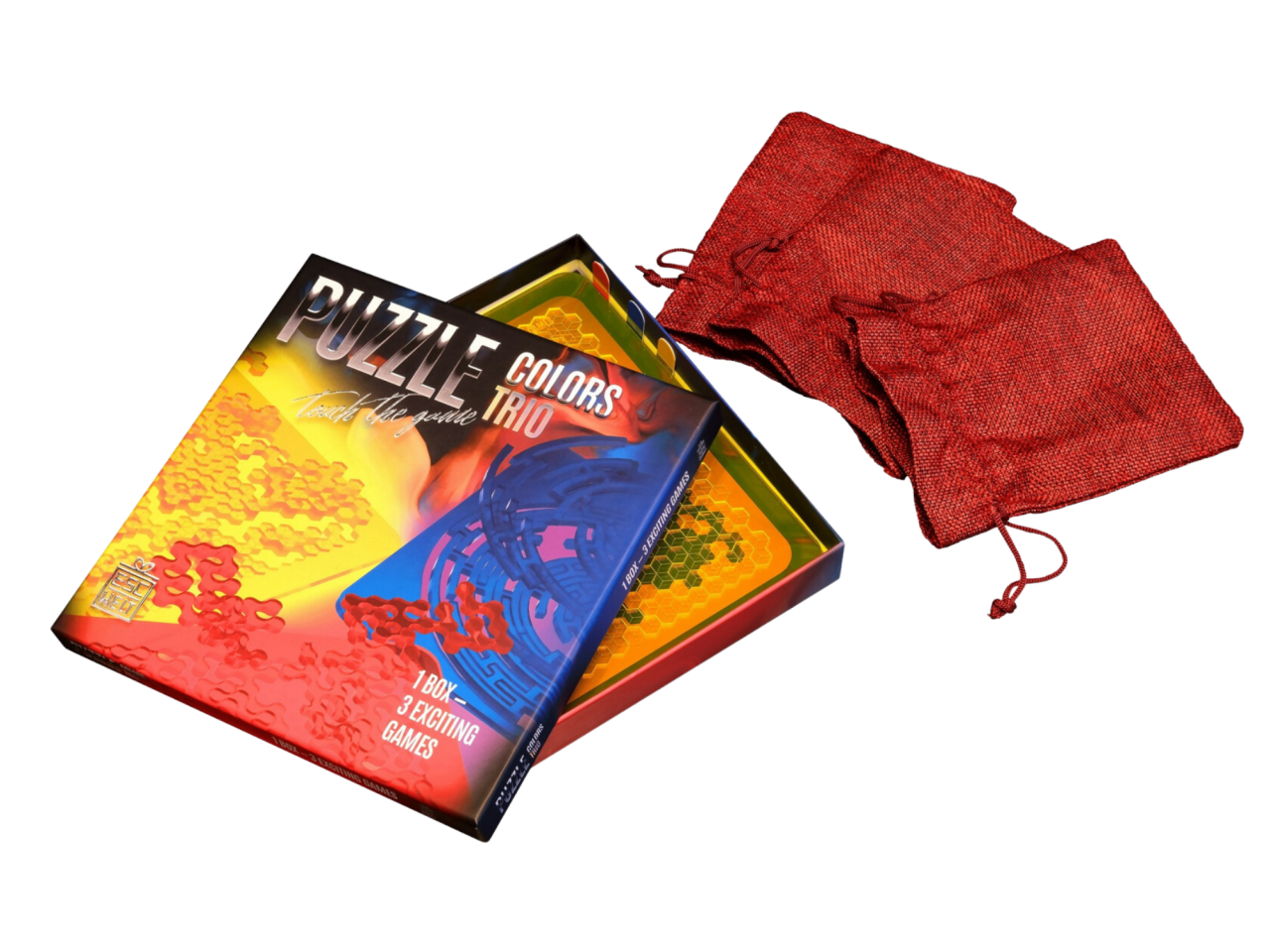 ESC WELT - 3 in 1 Puzzle fából készült felnőtteknek és gyerekeknek - Szabadtéri és utazási játék [1]