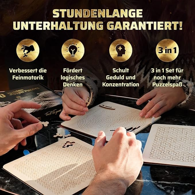 ESC WELT - 3 in 1 Puzzle fából készült felnőtteknek és gyerekeknek - Szabadtéri és utazási játék [2]