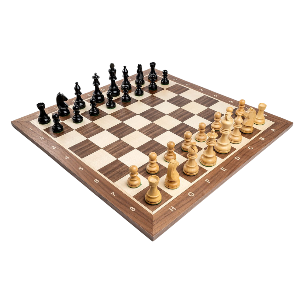 French Ebonized Sakk figurák Diófa táblával [2]