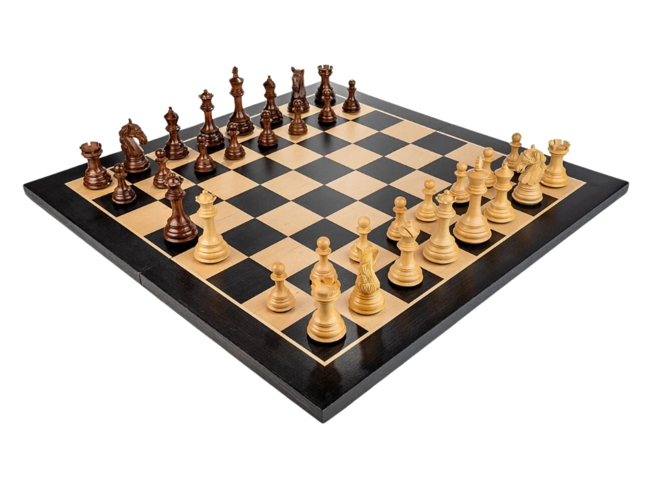 Staunton columbia sakkfigurák félbehajható juharfa táblával 54 x 54 cm [1]
