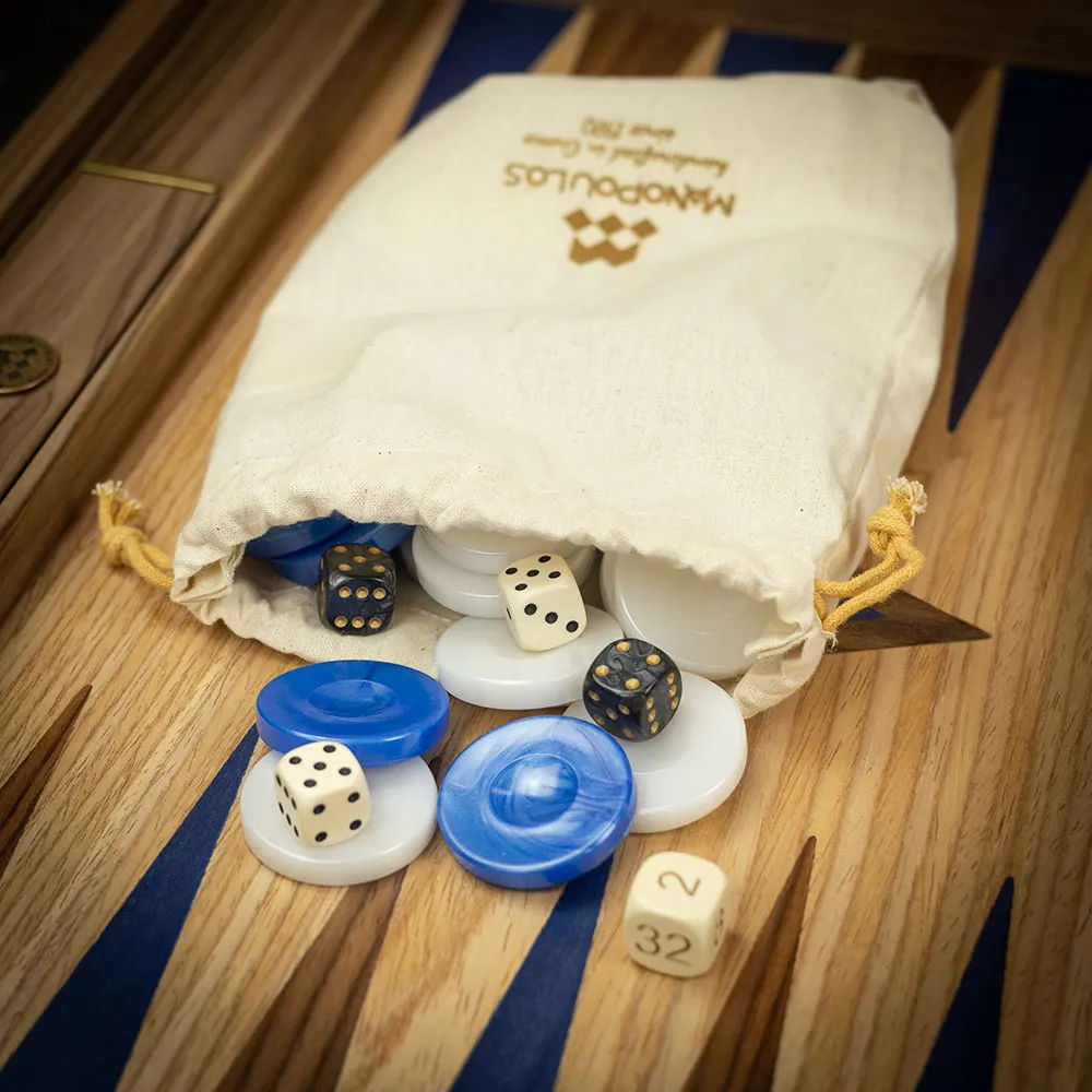 Manopoulos Backgammon,- ostáblajáték dió és tölgyfából Tournament Kék 48 x 60 cm [3]