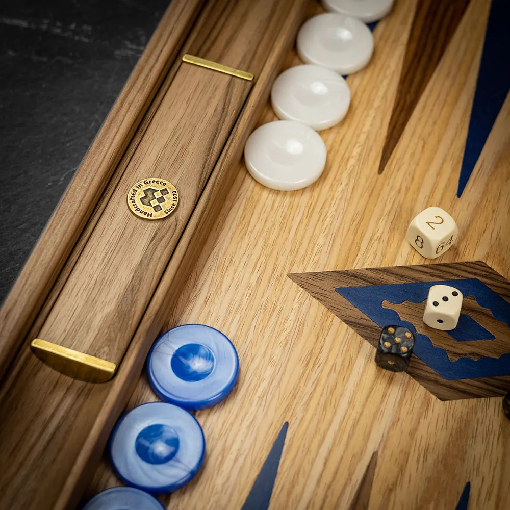 Manopoulos Backgammon,- ostáblajáték dió és tölgyfából Tournament Kék 48 x 60 cm [4]