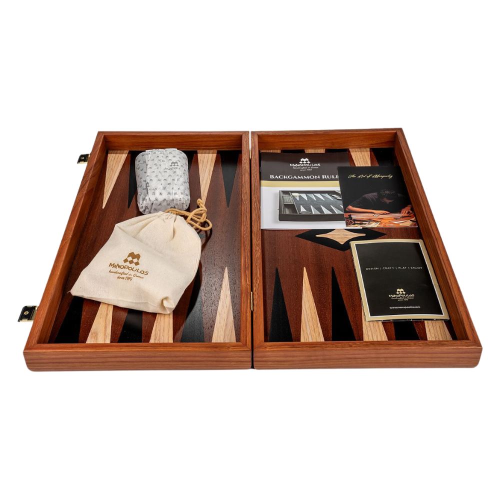 Manopoulos Backgammon,- ostáblajáték mahagóni fából, 47 x 50 cm [1]