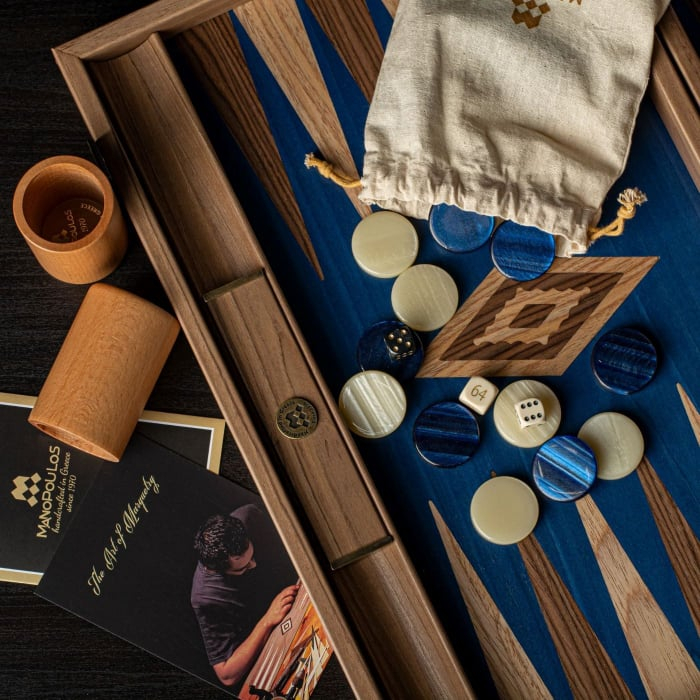 Blue Oak backgammon játékkészlet diószinű betétekkel [1]