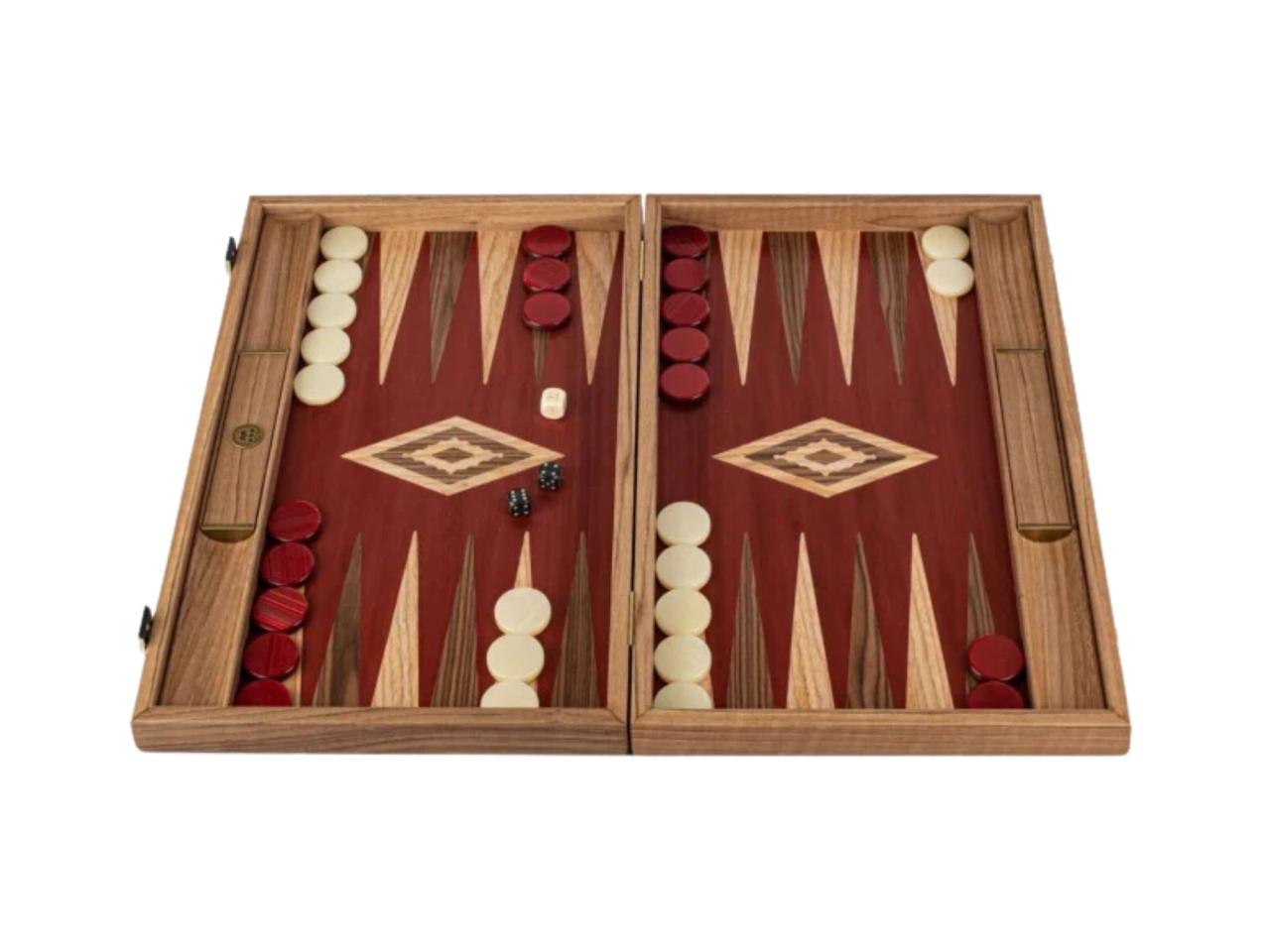 Red Oak backgammon játékkészlet diószinű betétekkel [2]