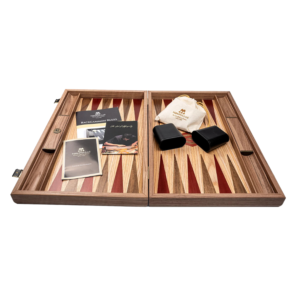 Manopoulos Backgammon,- ostáblajáték dió- és tölgyfából, piros   [2]