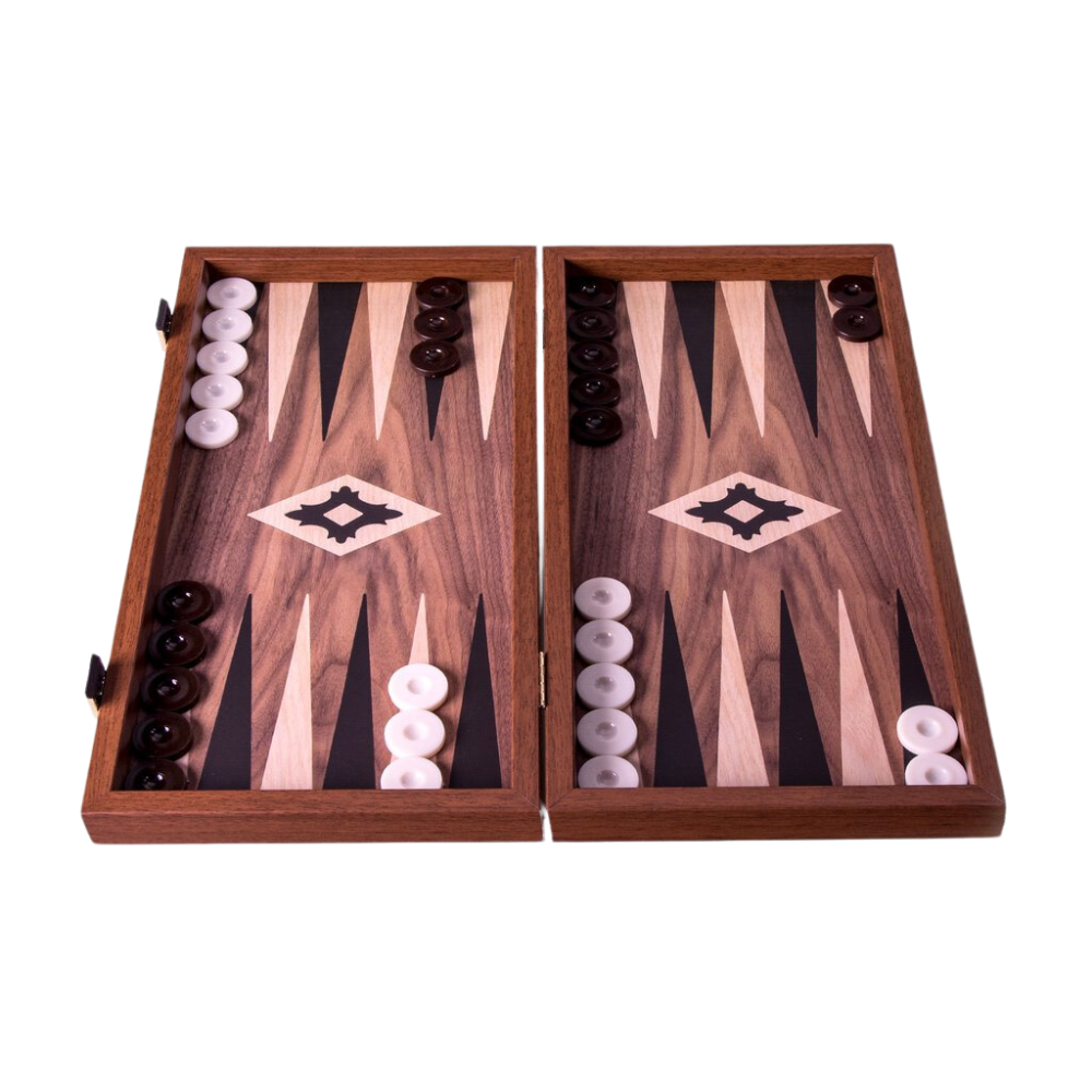 Manopoulos Backgammon,- ostáblajáték dió- és tölgyfából, 48 x 50 cm [1]
