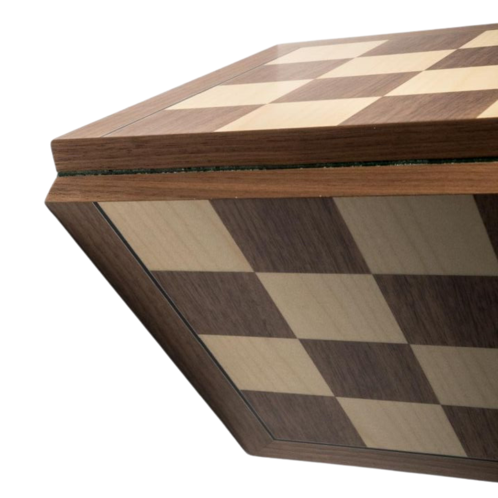 Félbehajható Deluxe sakktábla (diófa) 5-os méret 45x45cm [2]