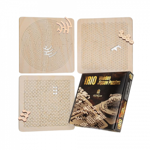 Társasjáték - ESC WELT - 3 in 1 Puzzle fából készült felnőtteknek és gyerekeknek - Szabadtéri és utazási játék