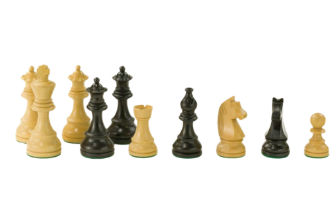 Sakkfigurák - Staunton 6 fa sakk figurák - French - Ebonised