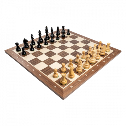 French Ebonized Sakk figurák Diófa táblával [1]