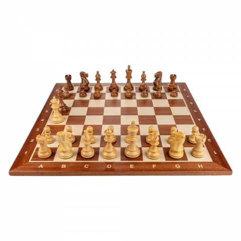 Sakk Készletek - Staunton 6 American Classic Sakk-figurák Mahagóni táblával 55 x 55 mm