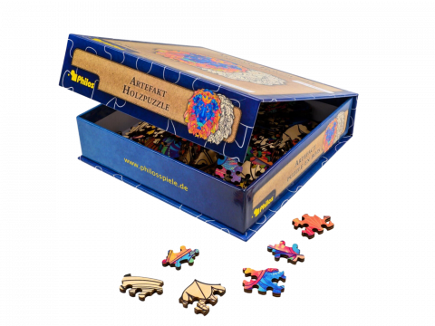Társasjáték - Lion Philos - 2 az 1-ben Szines/Fa 177 db-os puzzle