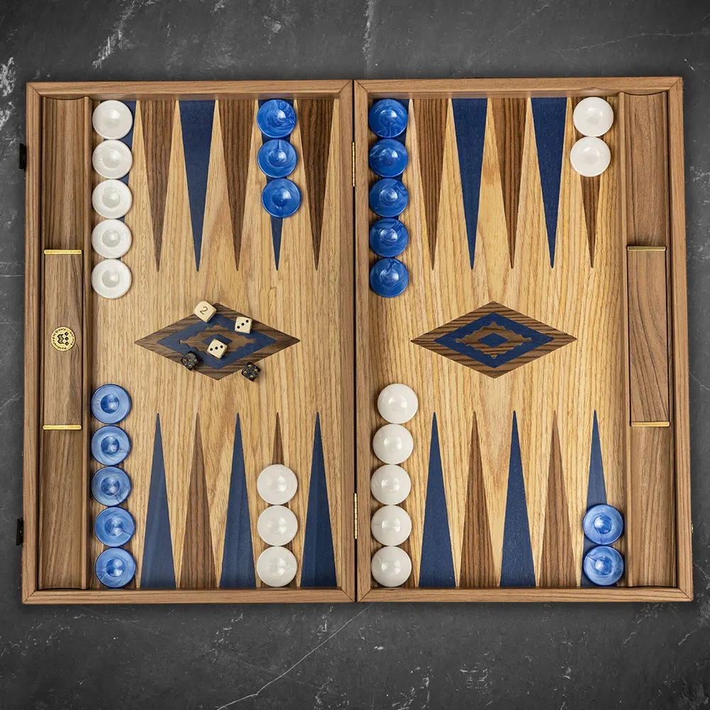 Manopoulos Backgammon,- ostáblajáték dió és tölgyfából Tournament Kék 48 x 60 cm [1]