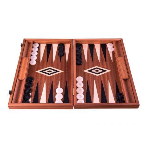 Ostábla - Manopoulos Backgammon,- ostáblajáték mahagóni fából, 47.5 x 60 cm