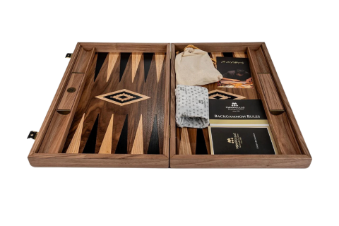 Ostábla - Manopoulos Backgammon,- ostáblajáték fekete diófából 